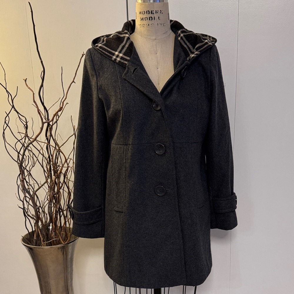 Classic Black Hooded Pea Coat